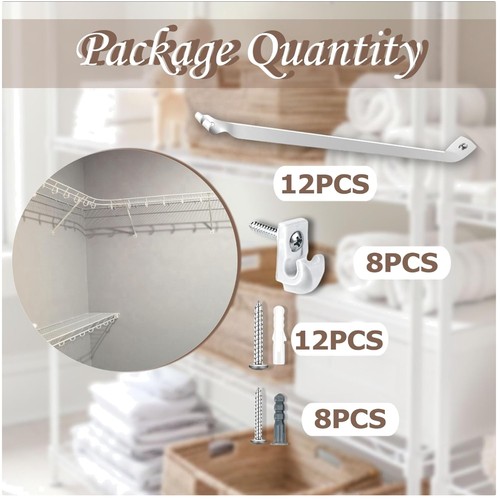 12pcs wire shelf brackets kit - 12pcs,